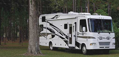 RV in woods